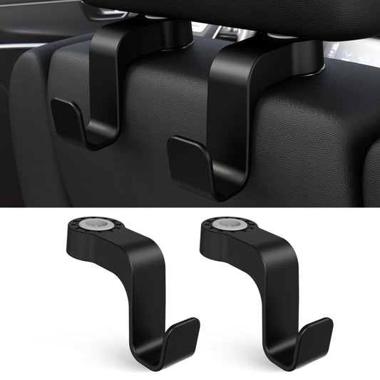 Amooca Car Seat Hooks Anti-Drop Headrest Storage Hanger Universal Fit Automotive Organizer for Purse Bag Coat Black 2 Pack