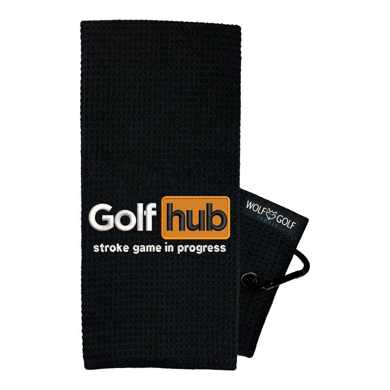 Wolf Golf Towels Golfhub Golf Towel | Embroidered in USA | Golf Accessories for Men or Women