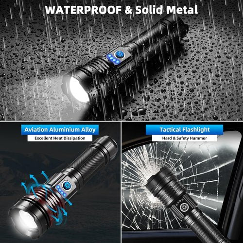 High Lumens Rechargeable Flashlight by [Brand Name] - Super Bright Tactical LED | Waterproof, 5 Modes for Camping & Emergencies