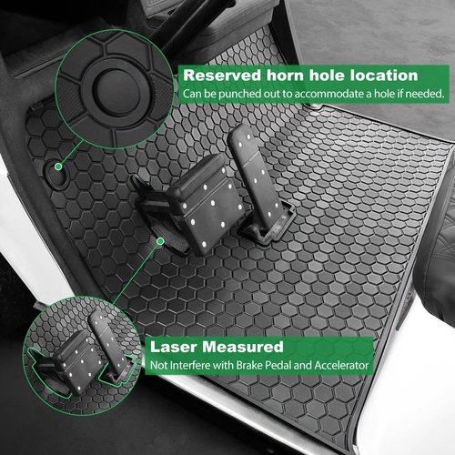EZGO TXT Golf Cart Floor Mat, Upgrade Full Coverage Liner Mat Replacement Install Easily Thick Rubber Anti-Slip, Fit EZGO TXT (1994+), EX1 (2020), Valor, Cushman Workhorse&Express S4 Black Trim