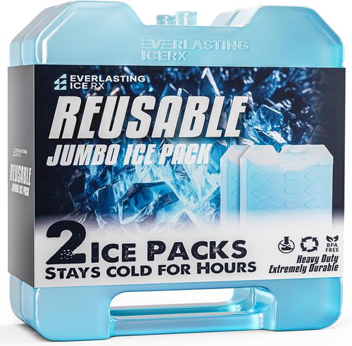 Everlasting Ice RX Large Reusable Ice Packs - BPA Free Freezer Packs for Extended Cooling | 4 Pack for Camping, Fishing, Beach