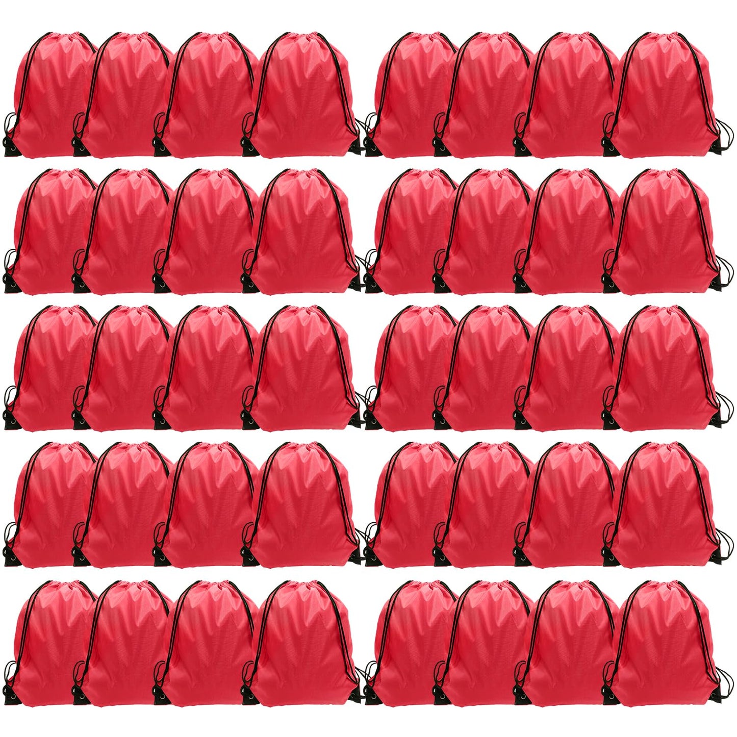 GoodtoU Drawstring Backpacks, 100 Pieces Nylon Backpack Cinch Sack Drawstring Gym Bag for Sport, Traveling, Team (Cherry)