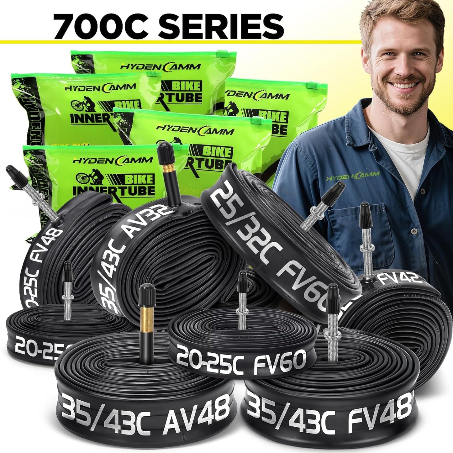 700C Bike Tube - Butyl 2 Pack with Tire Levers | Compatible with 700x20C-25C Sizes