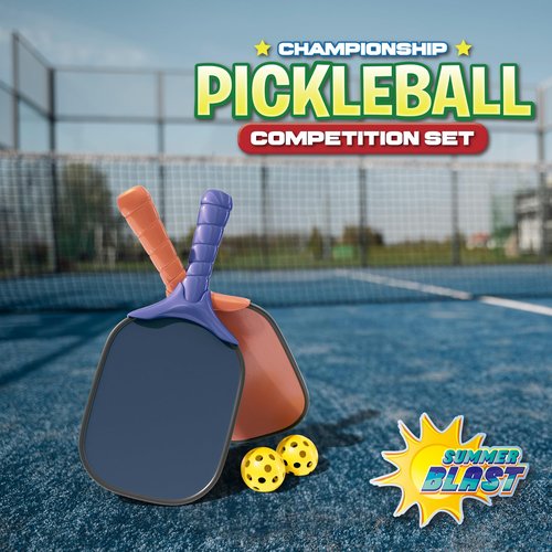 Lollipop Kids Pickleball Competition Set - Includes 2 Plastic Rackets and 2 Pickleballs for Championship Play