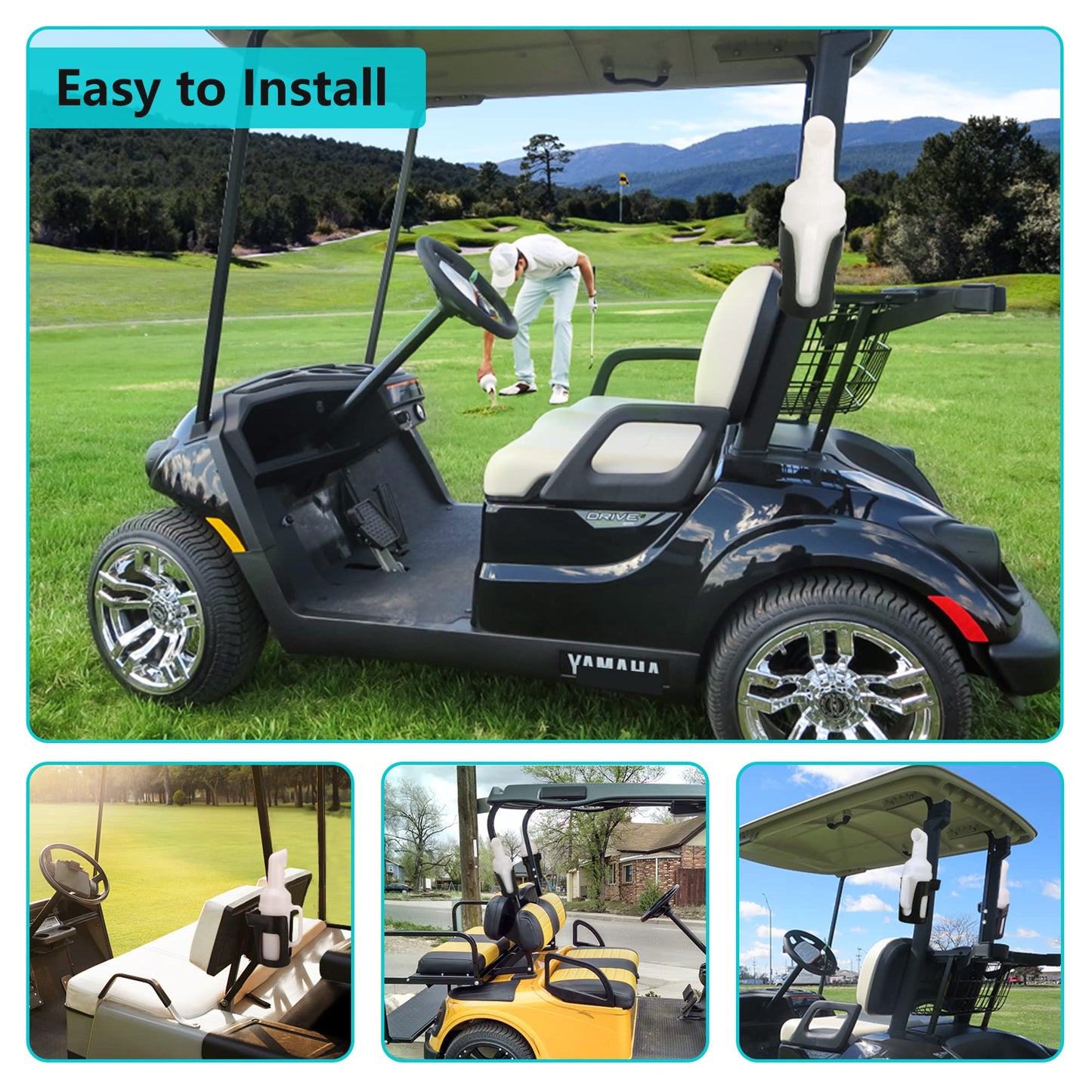 10L0L 2025 Newest Golf Cart Sand Bottle for Yamaha EZGO Club Car with Grip Hand Design, Divot Filler Sand Bottle Assembly with Rattle Proof Holder (2 Pack)