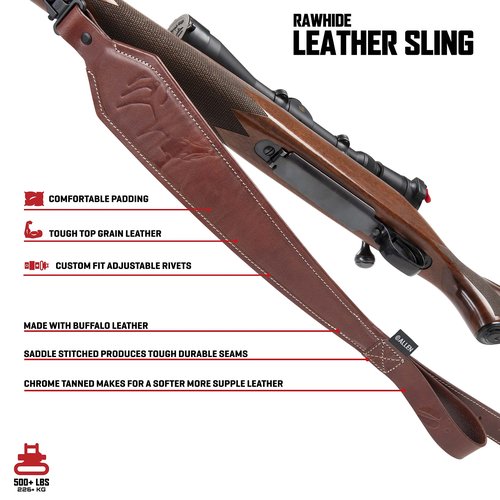 Allen Company Heritage Deer Deboss Leather Rifle Sling, Brown
