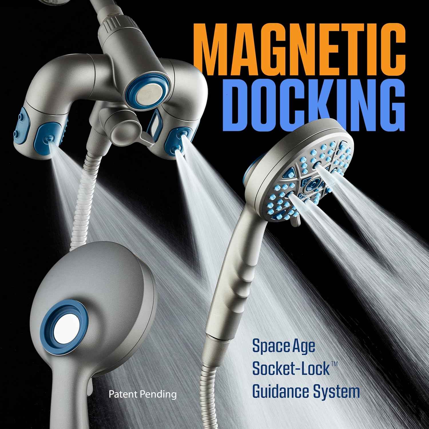 Polaris High Pressure Shower Head & Handheld Combo - 208 Settings, Magnetic Dock, Chrome Finish