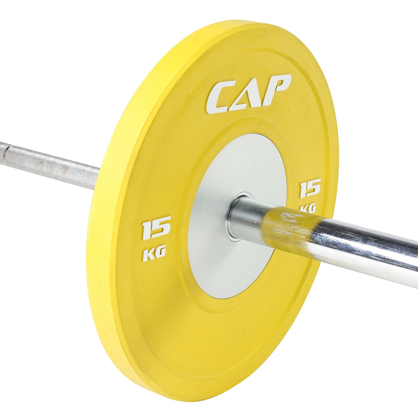 CAP Barbell Olympic Rubber Bumper Plate with Steel Hub 2" (Single), Yellow, 35-Pound