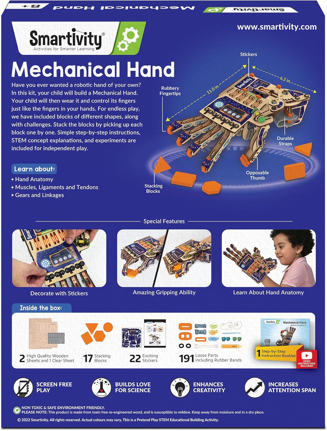 Smartivity DIY Robotic Mechanical Hand - Award-Winning STEM Toy for Kids Ages 8-14 | Perfect Birthday Gift