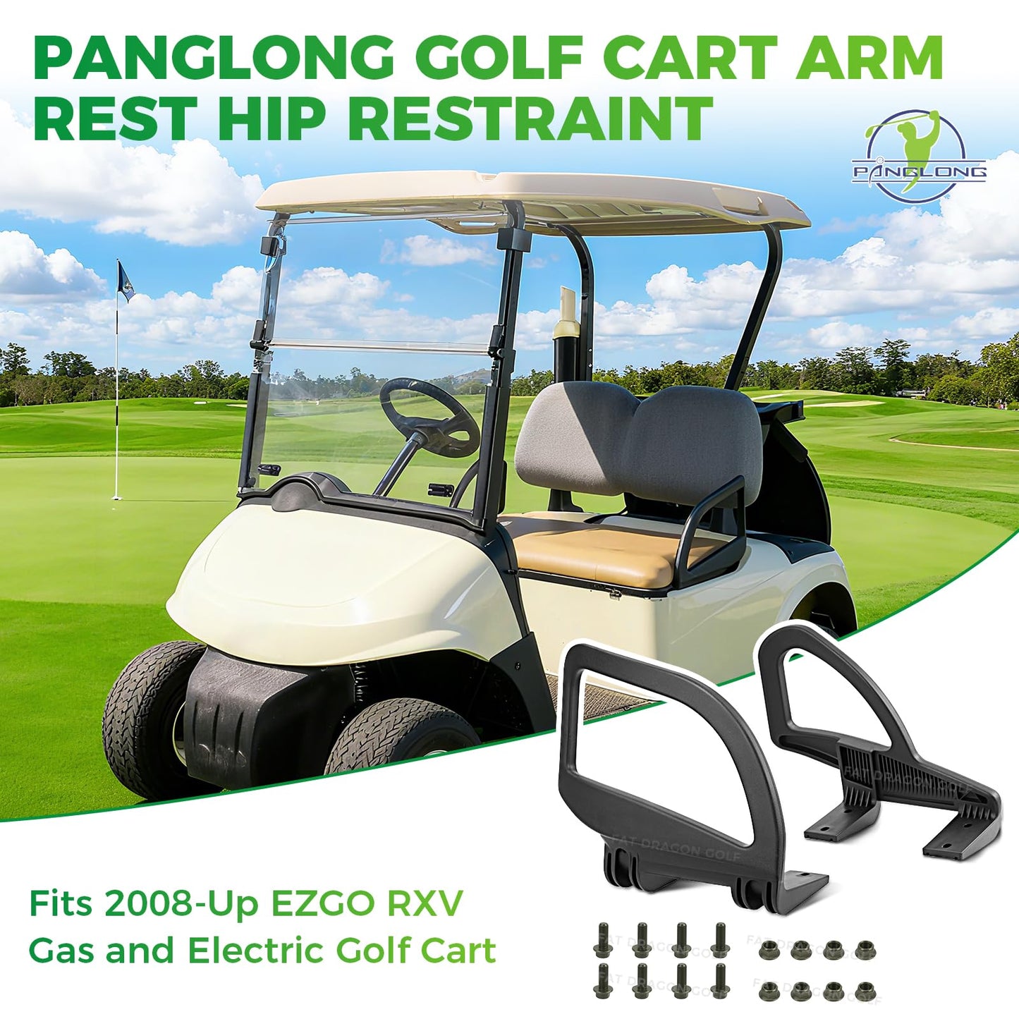 Panglong Golf Cart Arm Rest Hip Restraint, EZGO Seat Handle Kit Suitable for 2008-Up EZGO RXV Golf Cart Driver and Passenger Side, OEM# 607653 607532