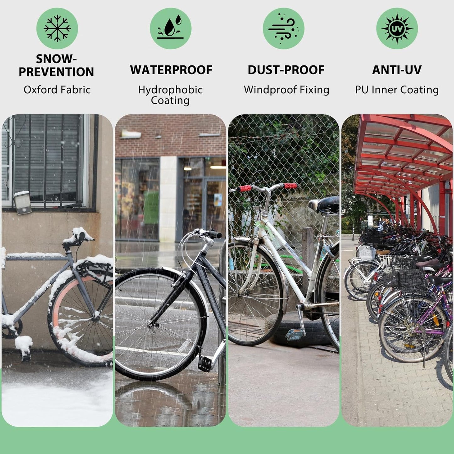 Topcrown Waterproof Bike Cover - Outdoor Storage for 1-3 Bikes | UV & Dust Protection, XL Size (Black & Green)