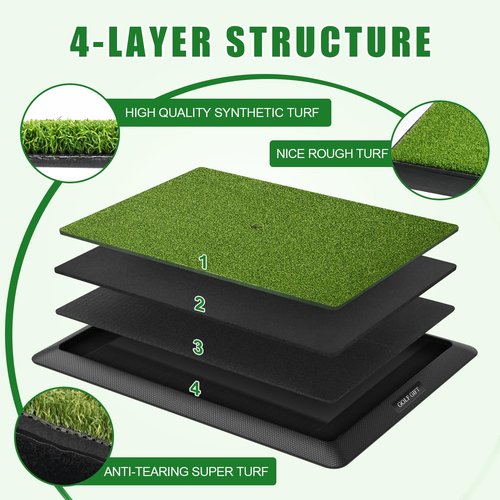 3 in 1 Golf Hitting Mat with Clear Swing Path Feedback, 13 * 17in Replaceable Golf Training Mat for Indoor/Outdoor, Golf Gifts for Men/Women Golfers