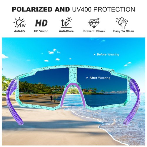 BOWILL Youth Polarized Sunglasses, UV 400 Protection Sports Kids Sun Glasses for Teens Boy's Girl's Cycling Baseball Softball
