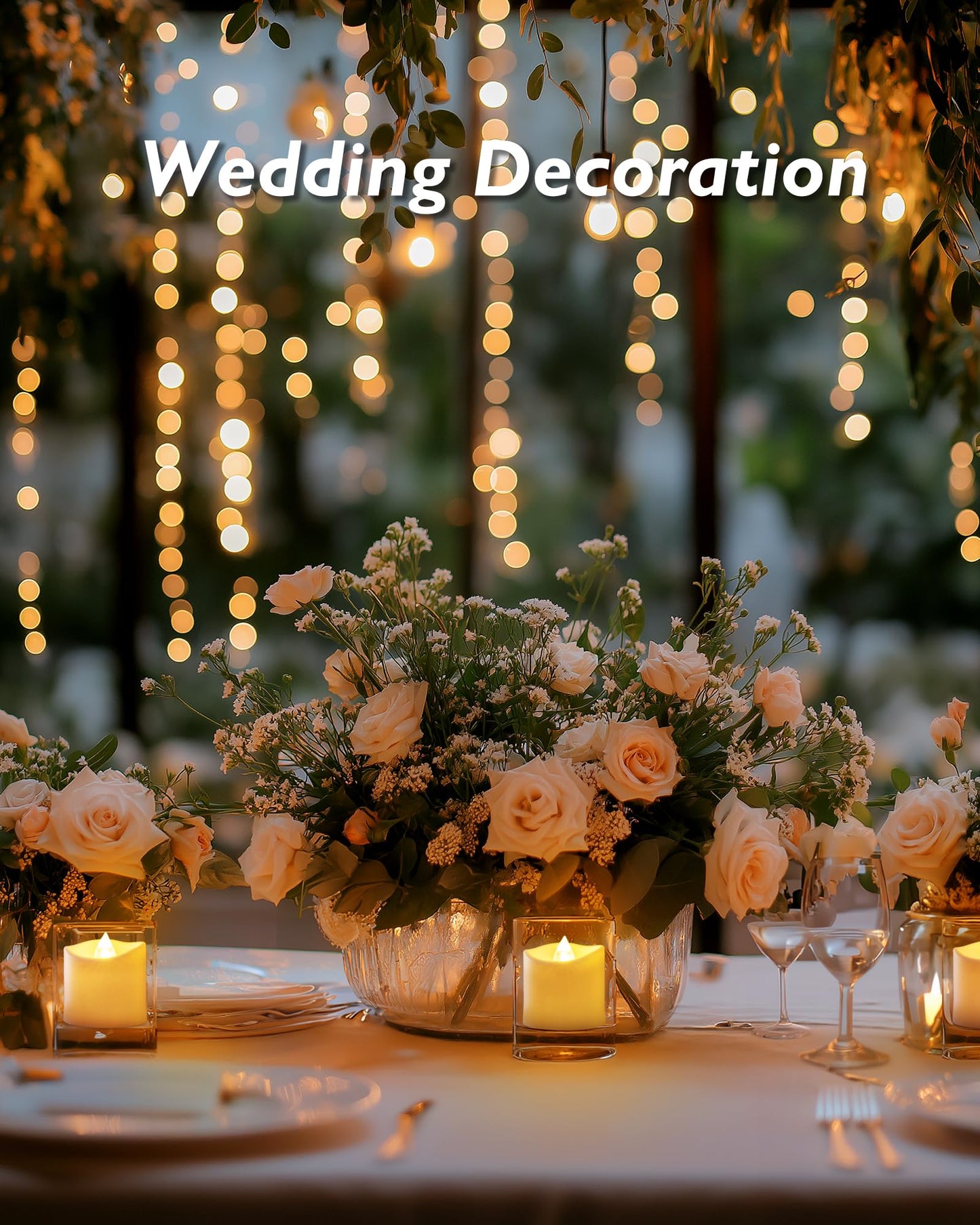 5plots Auto Timer Flameless Candles, LED Votive Tea Light, Battery Operated Electric Fake Candles for Wedding, Table Centerpiece, Halloween, Christmas Decorations - Ivory (12 Pack)