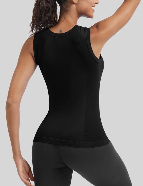 MathCat Women's Seamless Workout Tank Top - Built-In Bra & Sleeveless Design for Yoga & Daily Wear