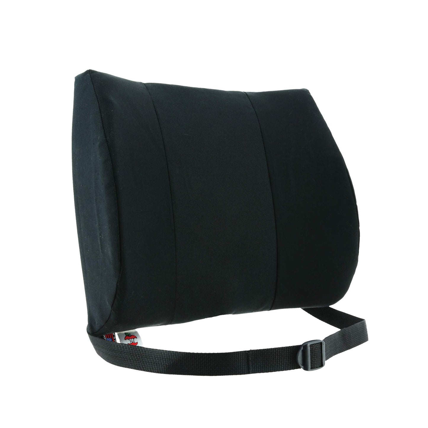 Core Products Sitback Rest Cushion Lumbar Support for Lower Back & Office Chair, Adjustable Strap Contoured Foam, Black - 13" x 14" x 5", Made in the USA