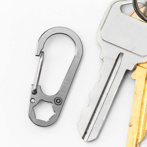 Driver Clip - Mini Titanium Carabiner, Small Titanium Keychain Carabiner Clip 1/4" Bit Driver, Gear Spool EDC Mini Ti Carabineer