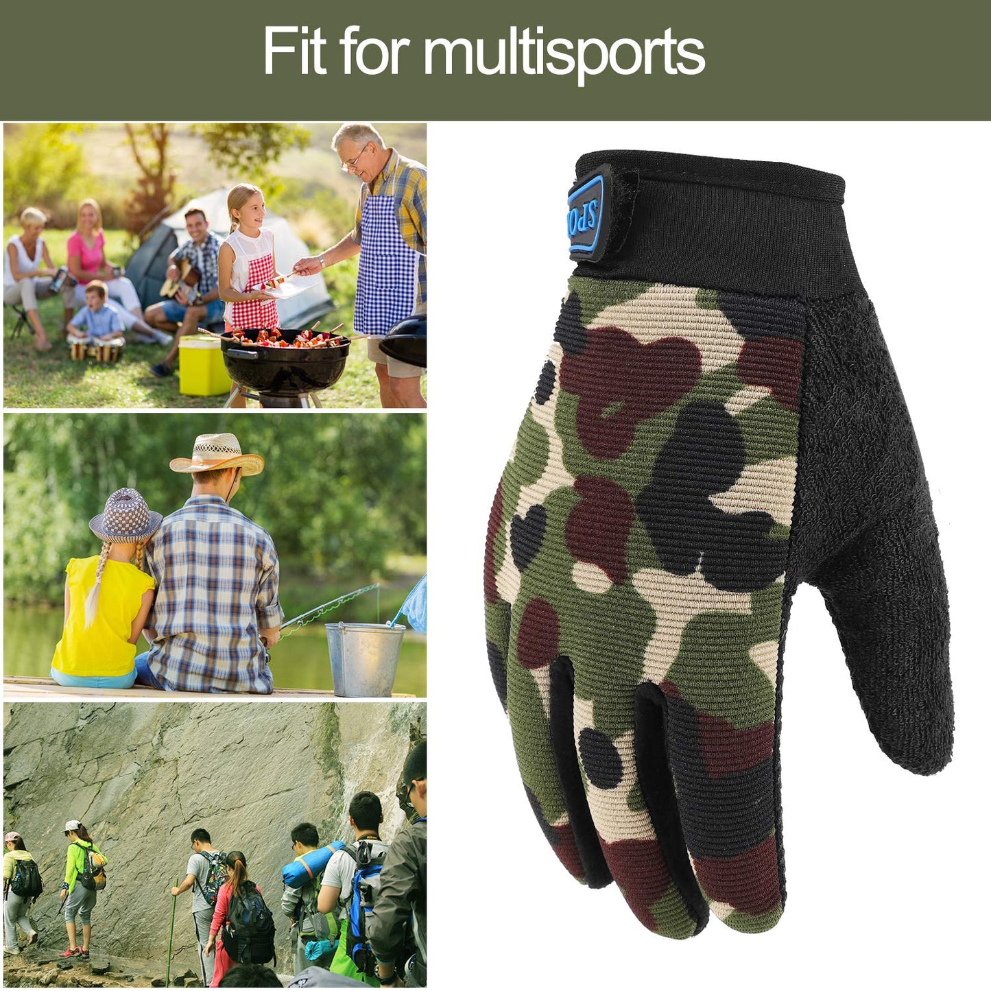 Accmor Kids Cycling Gloves, 4-10 Years Boys Girls Sport Gloves, Breathable Non-Slip Full Finger for Child Climbing Riding Biking Outdoor Sports