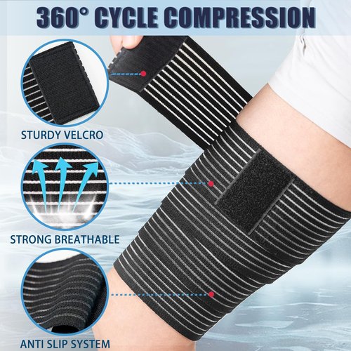 Zuscot 2 Pcs Hamstring & Thigh Compression Wraps, Adjustable Thigh Compression Braces, Quad Support for Men and Women, Versatile Compression Bandages for Knee, Calf, Arm