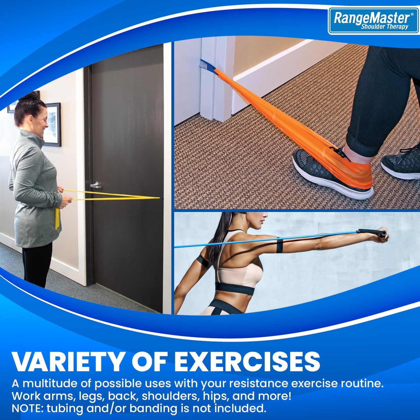 RangeMaster TheraLoop Door Anchors │ Non-Slip │ Complements Exercise Bands or Tubes │ Great for Exercising or Strengthening Activities│10 Pack, Blue