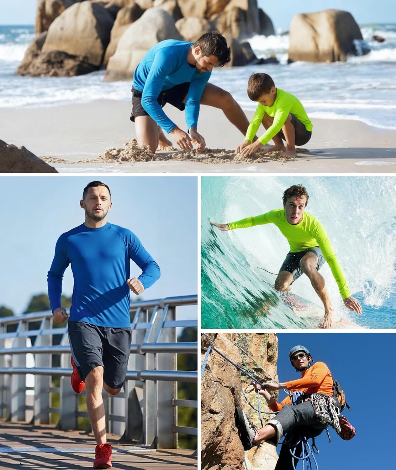 Skiennix Long Sleeve Shirts for Men - UPF 50+ UV Protection | Moisture-Wicking Workout & Swim Gear - 3 Pack