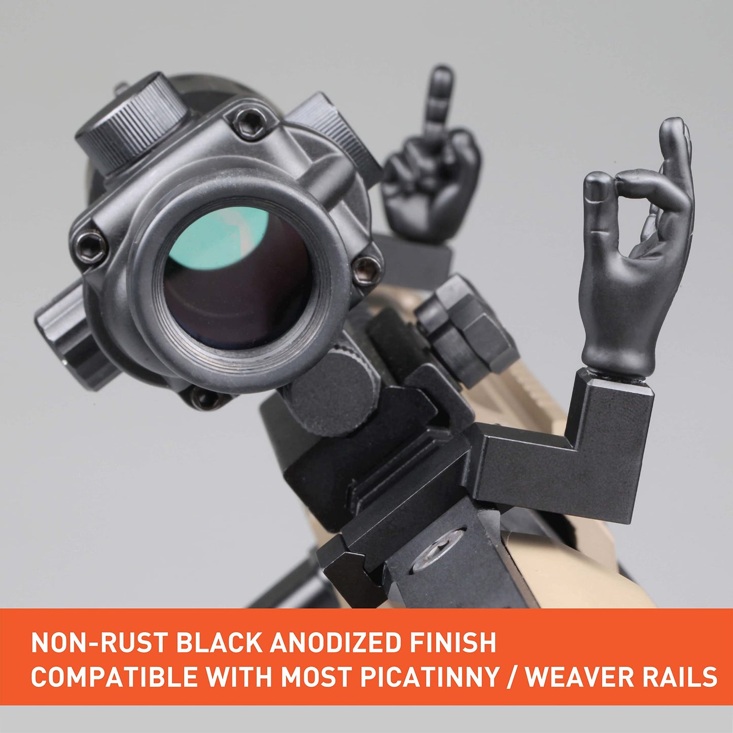 Stinger Novelty Finger Sight Set, Backup Front and Rear Iron Sight BUIS Set, Fit Picatinny Rail and Weaver (Black Color, Offset 45 Degree)