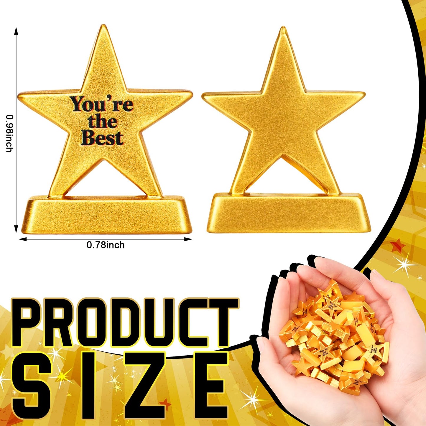 Leinuosen 50 Pcs Mini Resin Star Trophy Figurines Tiny Bulk Inspirational Award Trophy Miniatures You are The Best Employee Appreciation Gifts for Events Recognition Adults Office Graduation