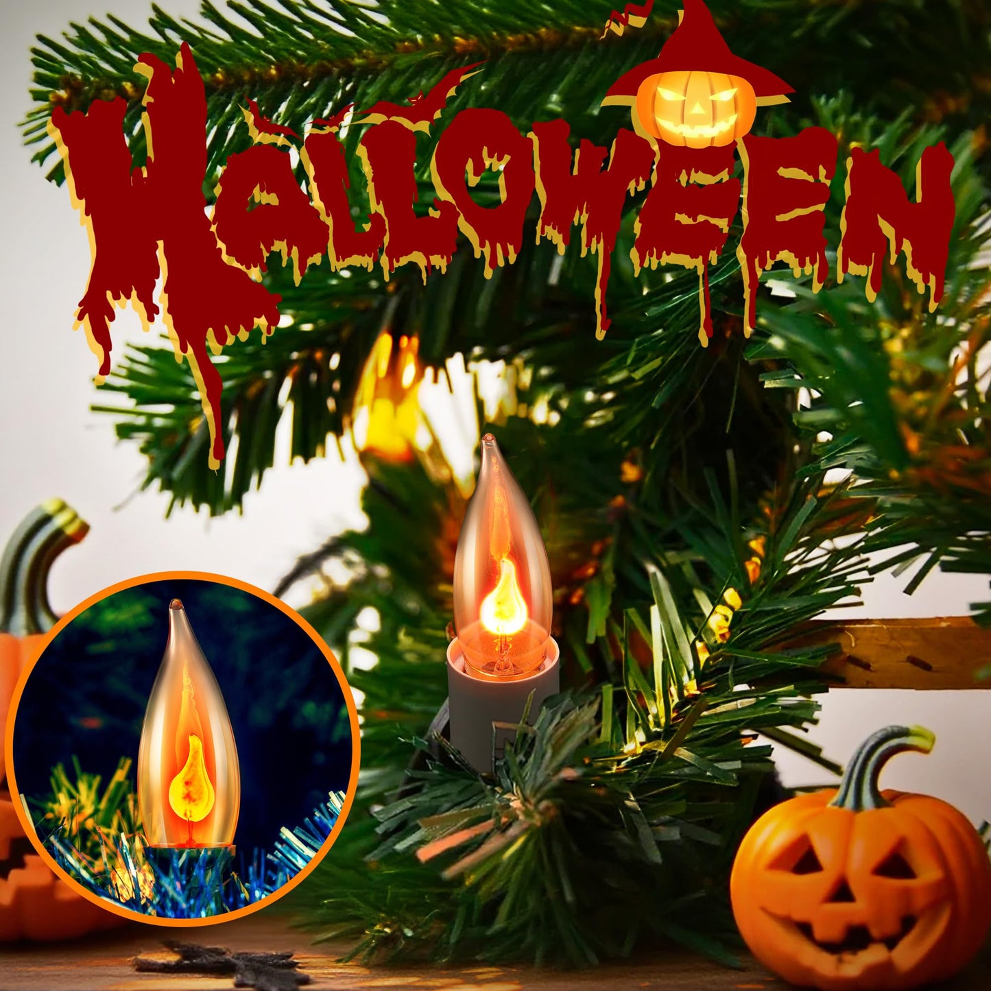 10Pack Upgraded Flame Light Bulbs, E26 Flickering Fire Light Bulbs Flame Candle for Halloween Christmas Party Patio Porch Home Indoor & Outdoor Decorations