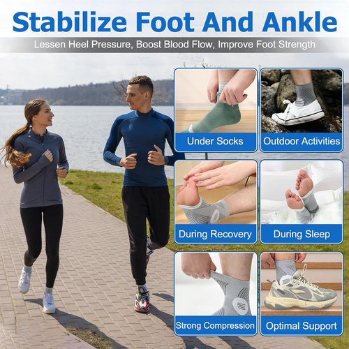 6Pairs Neuropathy Socks - Toeless Compression Socks for Women & Men, Plantar Fasciitis & Achilles Tendonitis Relief, Arch Support (Large)