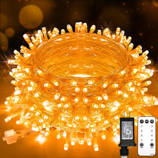 suddus Orange Halloween Lights Outdoor with Remote, 66ft 200 LED Connectable Waterproof String Lights Plug in, Dimmable Clear Wire Fairy Lights for Fall, Thanksgiving, Party, Tree, Garden, Porch Decor