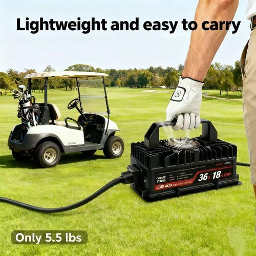 EPOWREY 36 Volt Golf Cart Battery Charger Onboard 18 AMP for EZGO TXT RXV/Club Car/Yamaha with Ring Terminals Plug