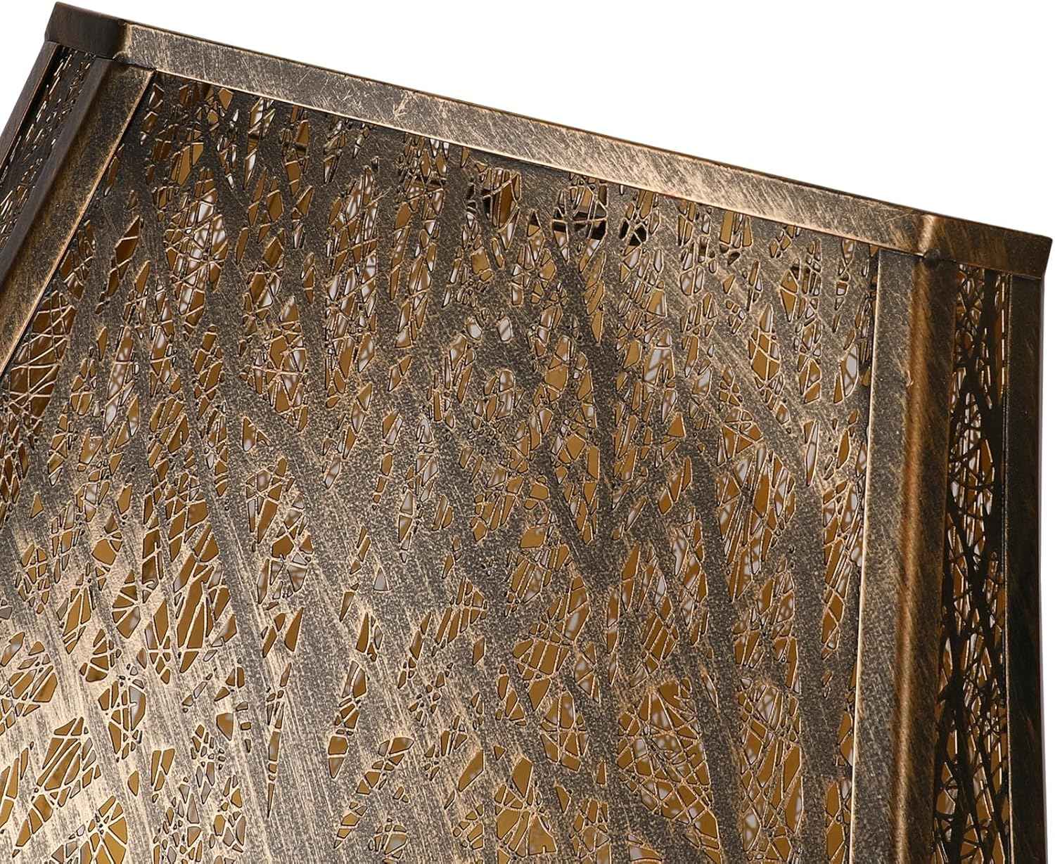 Large Etched Forest Metal Lampshade for Floor Lamp - Rectangle Shade, 11” Height