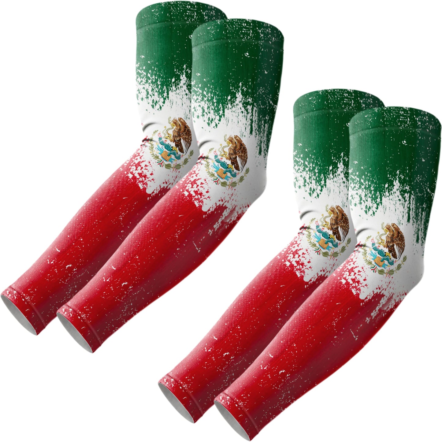 ROXUN 2 Pairs Flag Arm Sleeves Cooling UV Protection for Men Women Soccer Football Sports Mexico Flag-1
