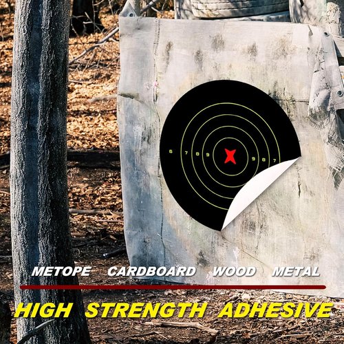 ATFLBOX 8-Inch Fluorescent Yellow Bullseye Shooting Target Stickers - Ideal for Indoor & Outdoor Ranges