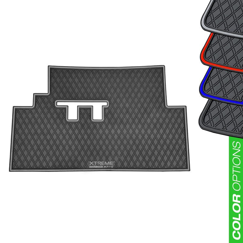 Xtreme MATS Rubber Golf Cart Mat for Bintelli Golfcars, Full Coverage Rubber Front Floor Liner Protects OEM Factory Flooring Compatible with Bintelli Beyond & Nexus (Blue Trim)