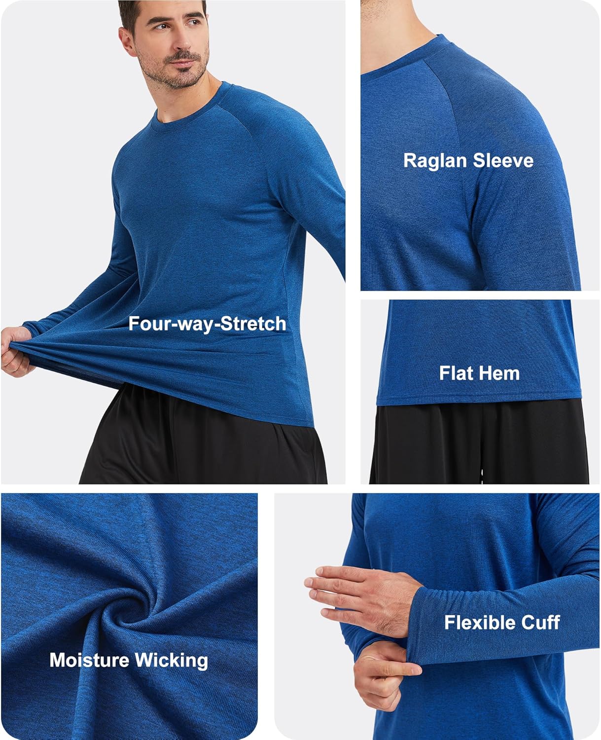 MLYENX Long Sleeve Men's Shirts - UPF 50+ UV Sun Protection, Quick Dry Workout Tees | 7 Pack