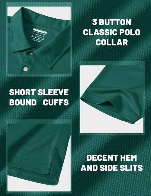 MAGCOMSEN Men's Polo Shirt - Quick Dry Casual T-Shirt for Work & Golf | Short Sleeve Pique Jersey