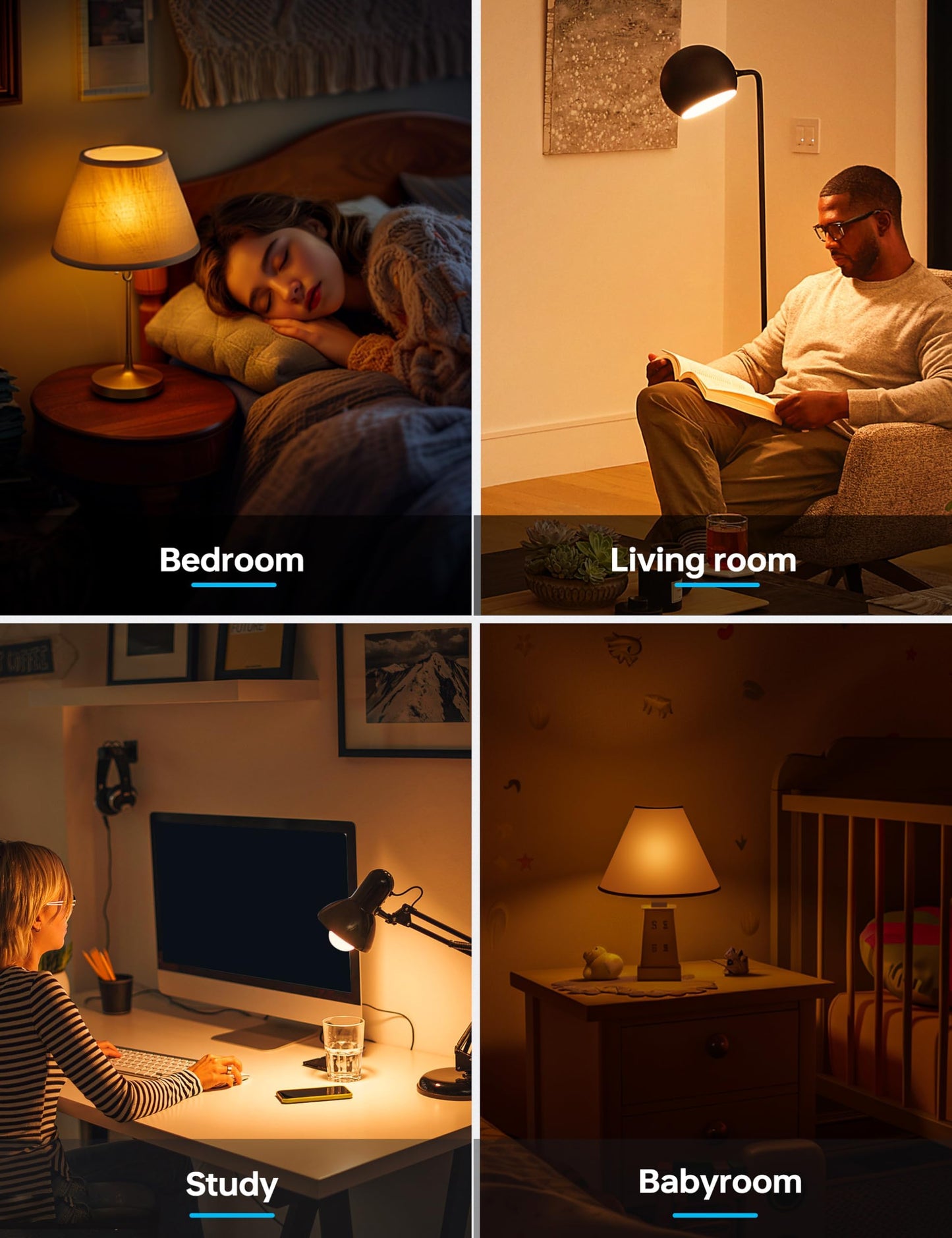 KINDEEP Sleep Night Light Bulbs: E26 Blue Light Blocking Dim Bulbs with 2 Modes, 0.5W Amber Lights with 20lm 2000K, 9W Equivalent 60W, 800lm 2700K, Ideal for Lamp, Bedroom, Sleep & Nursery, 2 Pack