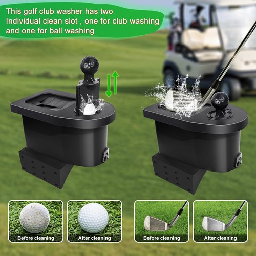 Shu-Ran Golf Cart Ball Washer and Club Cleaner Kit for EZGO, Club Car, Yamaha, Advanced EV, Star EV, Universal & Detachable