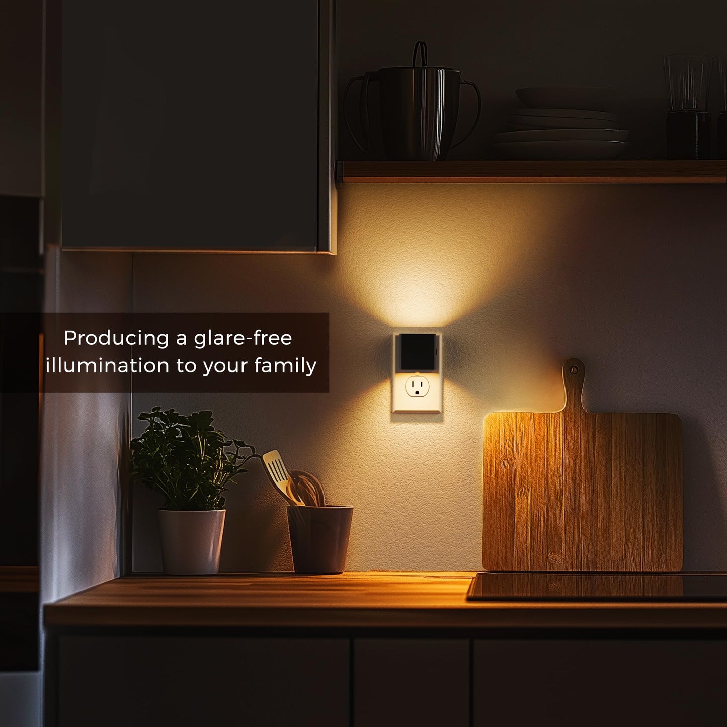 L LOHAS LED Night Lights Plug into Wall,[2-Pack] Plug in Night Light with Dusk to Dawn Sensor,Brightness Adjustable,3000K Warm White,Dimmable Nightlight for Adults Bathroom Hallway Kitchen