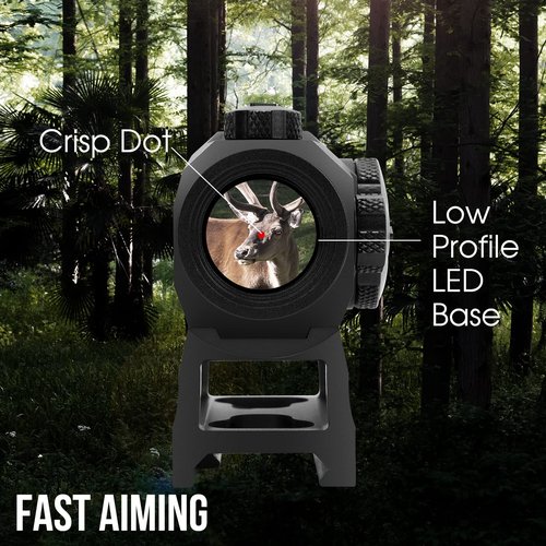 Agukexsa Red Dot Sight, 1x20mm Compact 2 MOA Red Dot Sight, Shake Awake Red Dot Scope with Absolute Co Witness Riser, Aluminum Alloy Housing