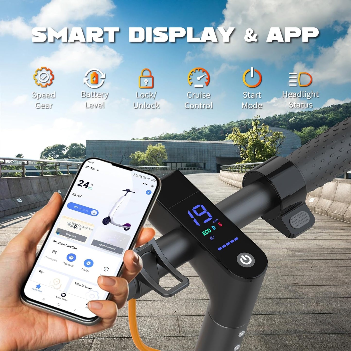 VOLPAM Electric Scooter - 350W/500W Motor, 8.5"/10" Solid Tires, 19/22 MPH, Up to 32 Miles Range