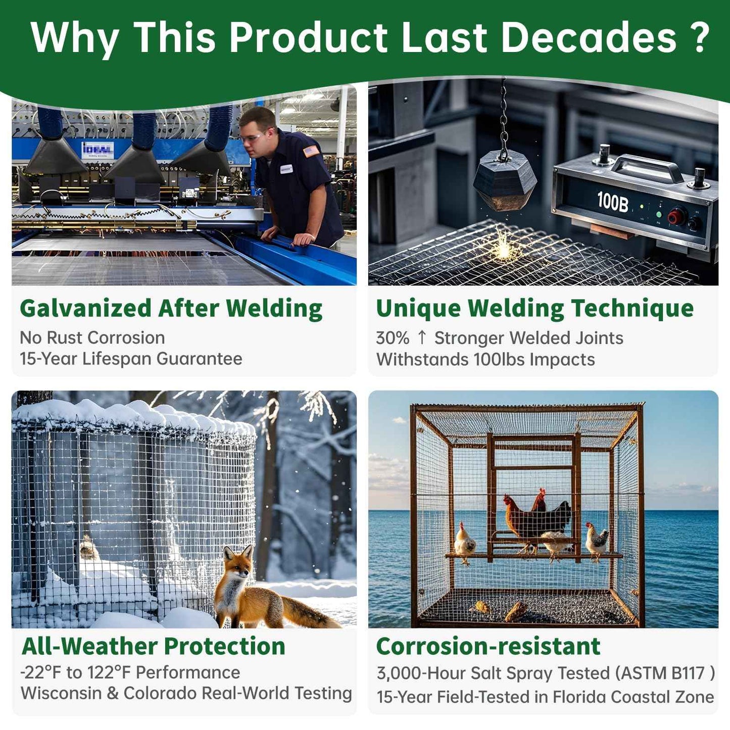 AMAGABELI Garden & Home Hardware Cloth Weld Wire Fence 1/2 inch 48 x 100 ft Galvanized 19 Gauge Chicken Wire Fence Welded Wire Mesh Roll Fencing for Gopher Wire Rabbit Snake Plant Supports Poultry