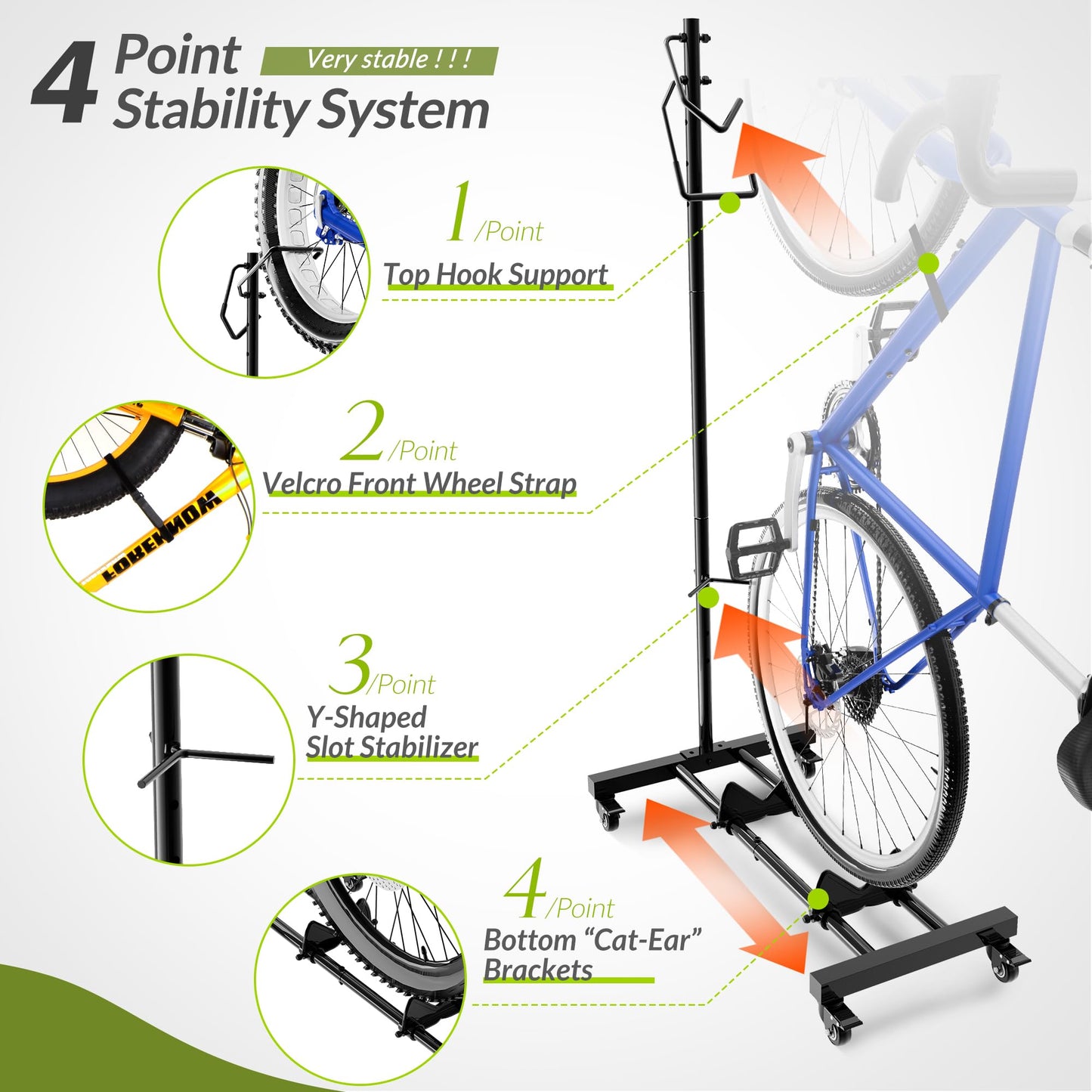 Sttoraboks Vertical Bike Parking Stand - Adjustable Height for 29"Wheels, Space-Saving & Freestanding Bike Rack for MTB/Road Bikes,No-Drill Installation Indoor Bike Storage for Apartments & Garages