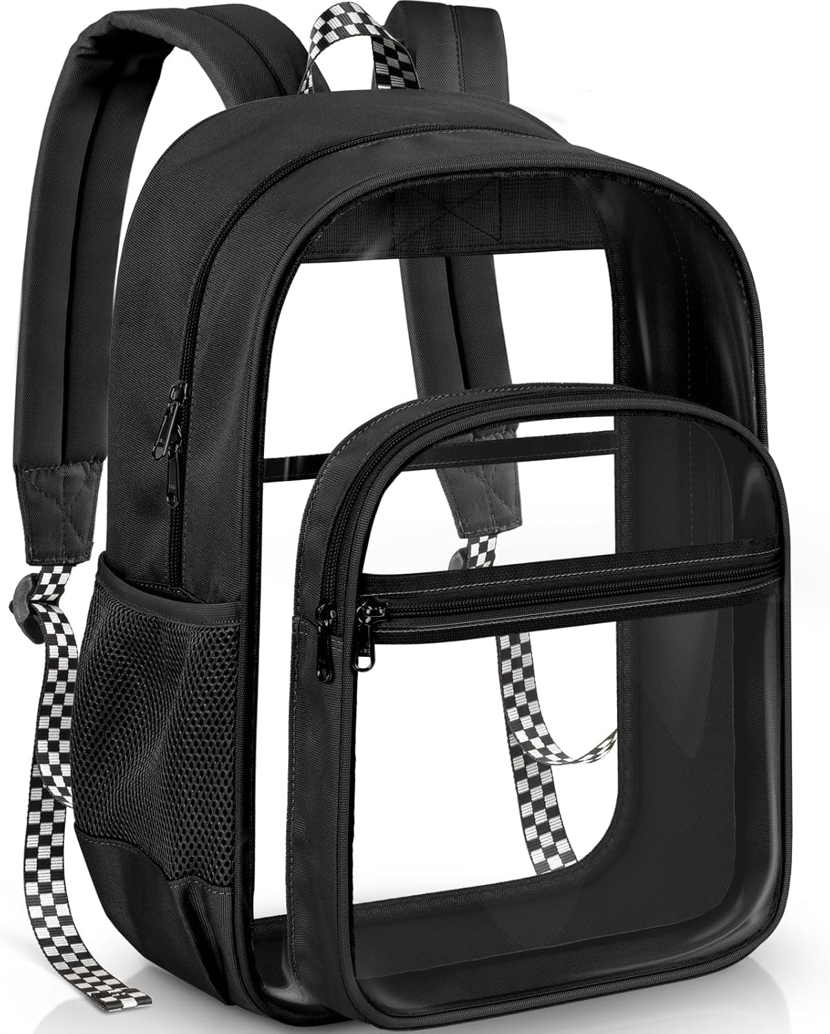 PAMANO Clear Backpack - Heavy Duty Transparent Bookbag for College & Travel | Black PVC Design