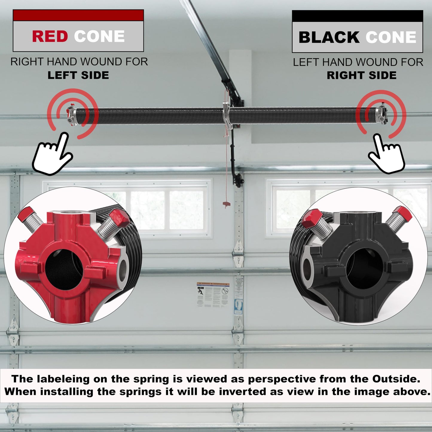 Blesseras Garage Door Torsion Springs with Non-Slip Winding Bars, Oil-Free Electrophoretic Coated Coil 2-Inch Diameter Spring Set, 1 Pair, 207 X 2'' X 22''