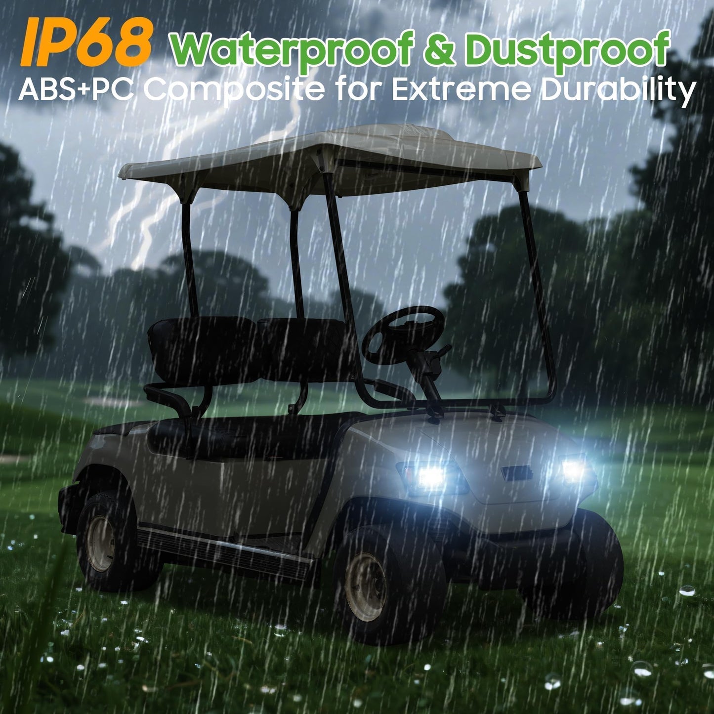 10L0L Golf Cart Headlight Kit for Yamaha G14, G16, G19, G22 (Gas & Electric) - 12V LED Front Lights with 3Pin Harness, Easy to Install, Energy-Saving, Driver & Passenger Side