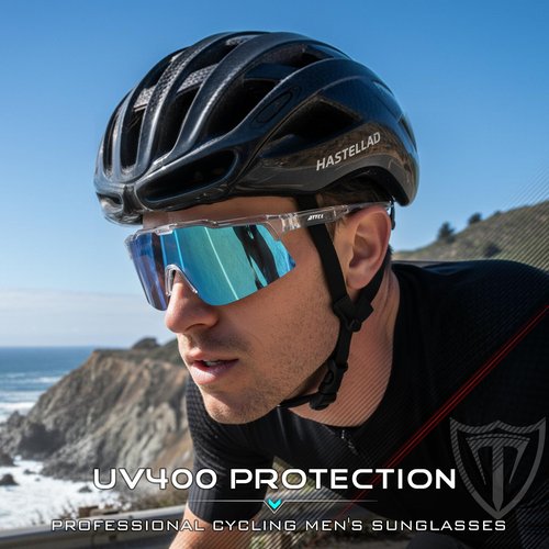 ATTCL Unisex TR90 Cycling Sunglasses for Men Women - PC Lens Sports Glasses Biking Fishing Running KC11-C3-Toubai-Blue