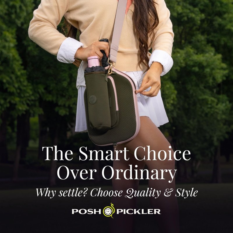 Posh Pickler Clip-On Expandable Neoprene Pouch with Zipper, Weather-Resistant Design, Secure Storage for Keys, Cards, & More, Compatible with Crossbody Paddle Cover & Strap, 7.75" L x 5" W, Navy