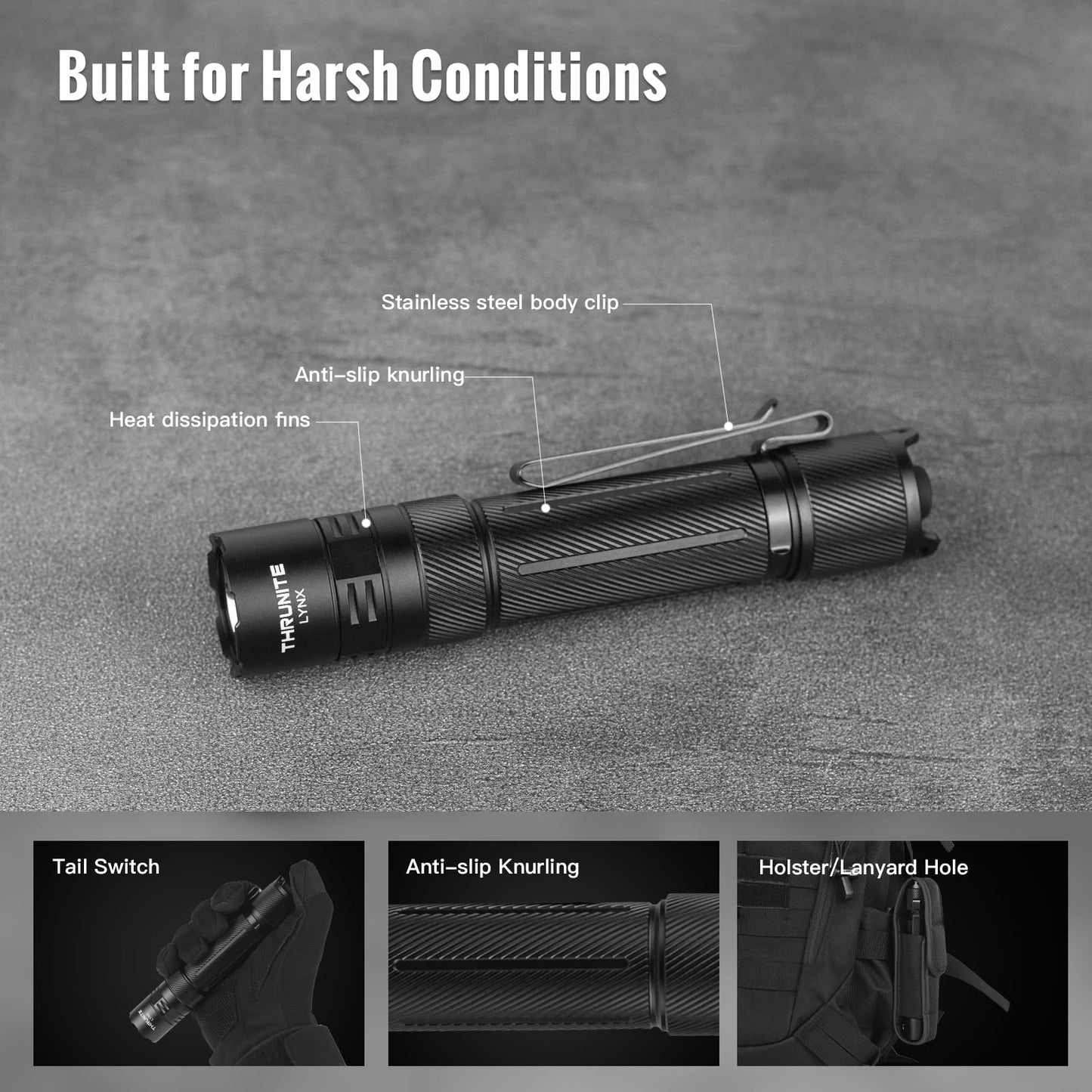 ThruNite Lynx Rechargeable Tactical Flashlight - 3100 High Lumens & 417m Beam LED Flashlight, USB-C Rechargeable with Power Bank Function, IPX8 Waterproof Flash Light for Camping, Hunting & Home Use